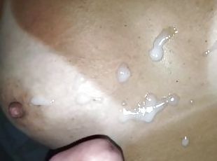 baignade, gros-nichons, énorme, femme, ejaculation-sur-le-corps, milf, maison, couple, naturel, sperme