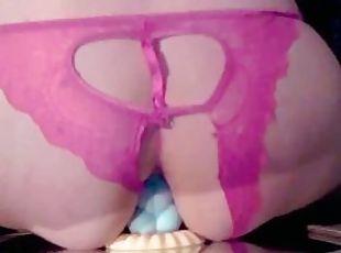 Femboy pounds bubble butt with unicorn dildo