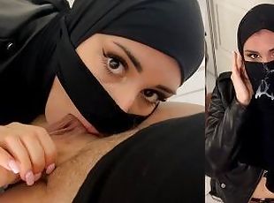 HIJABI IN LEATHER RECEIVED MANY CUM ON NIQAB